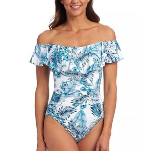 La‎ Blanca - Off The Shoulder Tranquility Palm One Piece Swimsuit